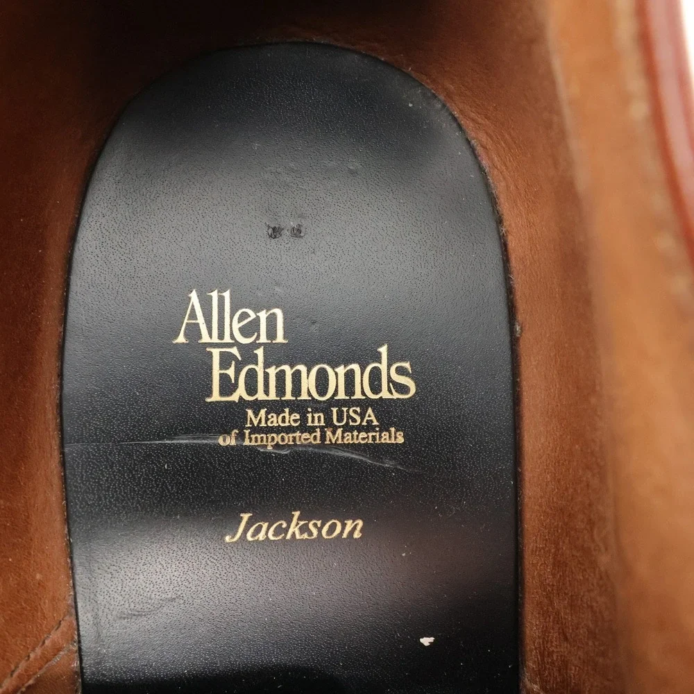 Allen Edmonds Jackson Derby Brown Pebbled Leather Mens 12 E Wide‎